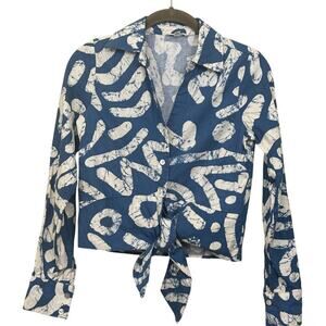 Haute Hippie blue/cream top, XS, bohemian, artsy, ethic, 70s style, tribal